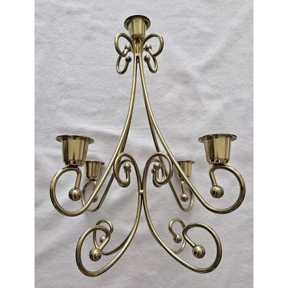 Vintage Home Interiors MCM Brass Plated Candle Holder Candelabra Centerpiece - Picture 10 of 15